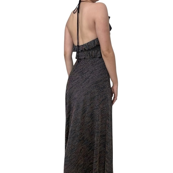 Jill Jill Stuart Dress Metallic Striped Ruffle Gown Formal Prom 0 Extra Small - Picture 2 of 8